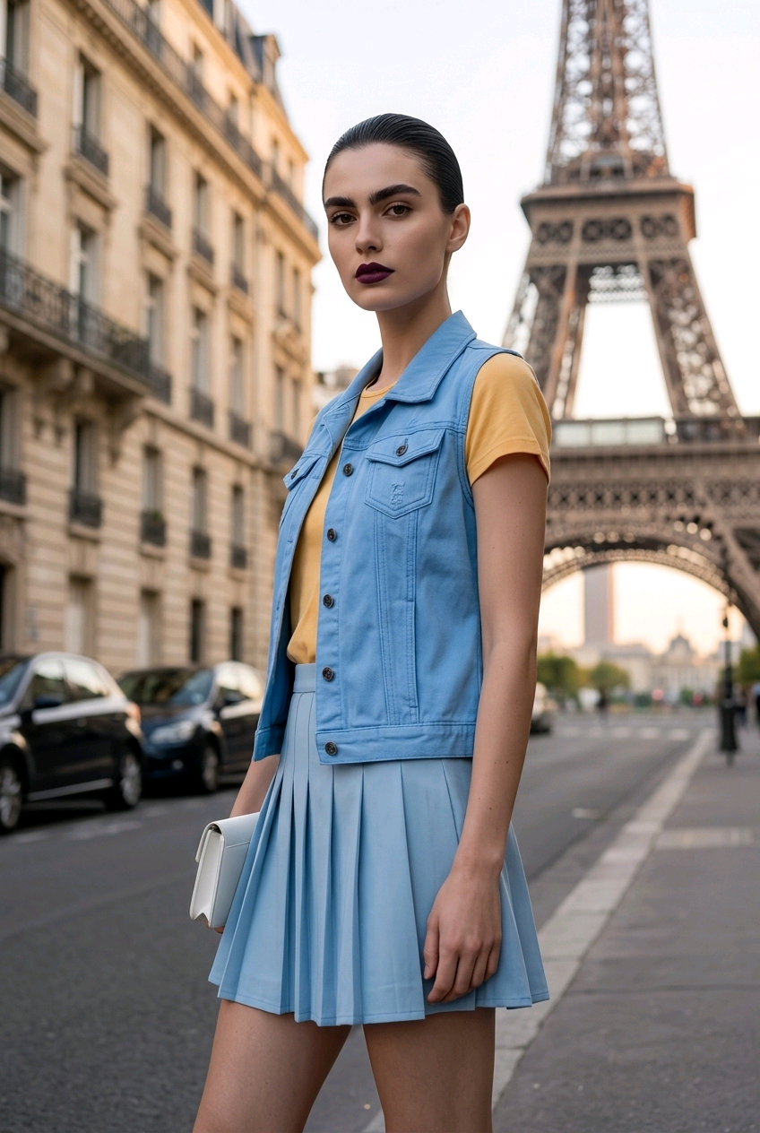 Light blue denim vest